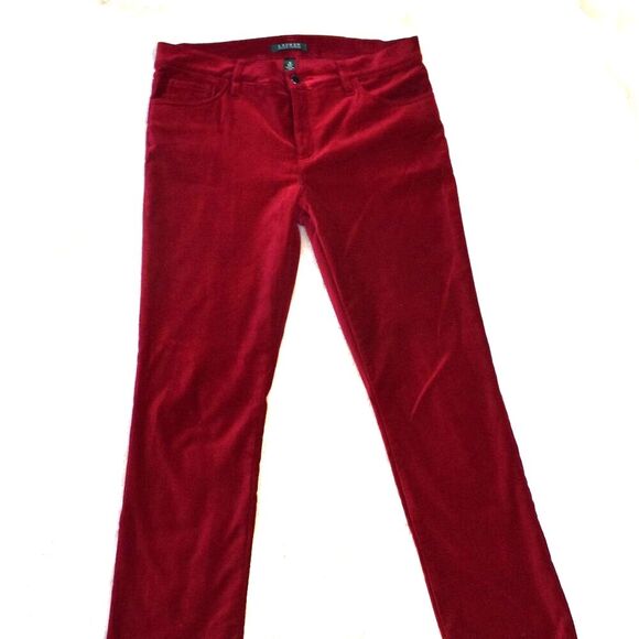 Lauren Ralph Lauren VTG 90s Bright Red Pant Sz 10 Velvety Soft Boot Cut Mid Rise - Picture 12 of 13